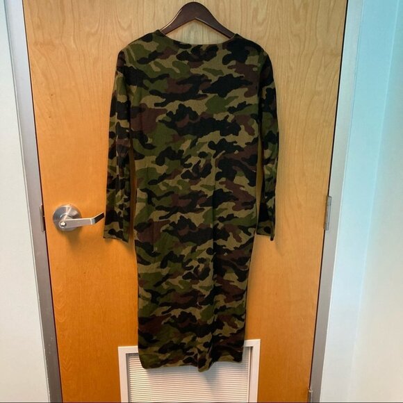 MOUSSY Sz M Camo Duster Long Line Button Up Cardigan w/ Pockets - Picture 6 of 7